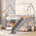 Twin Over Twin Metal Bunk Bed with Slide and Storage Staircase G330