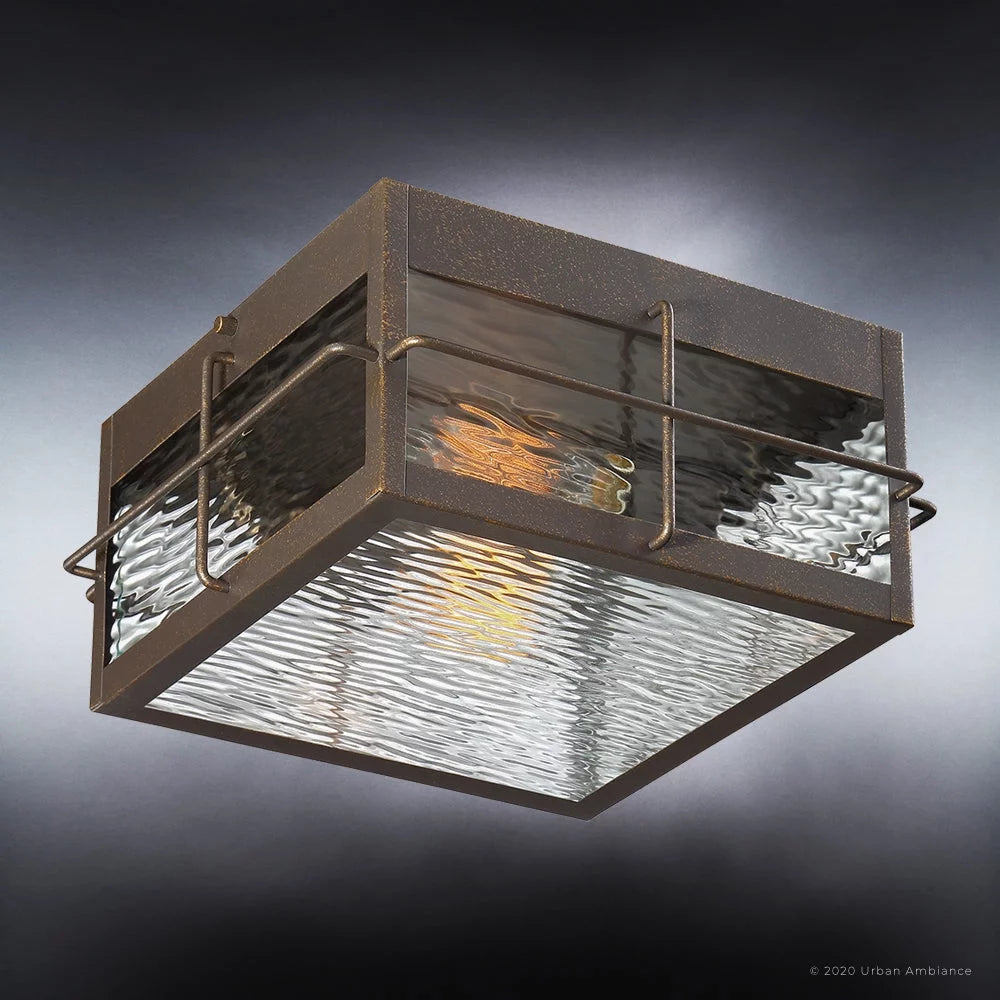 Urban Bronze Clear Water Glass Outdoor Ceiling Light Y24256