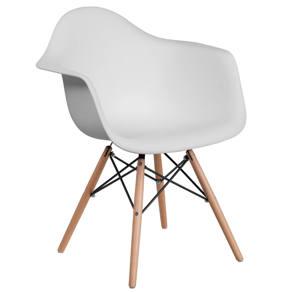 White Arm Chair with Wood Legs X8733