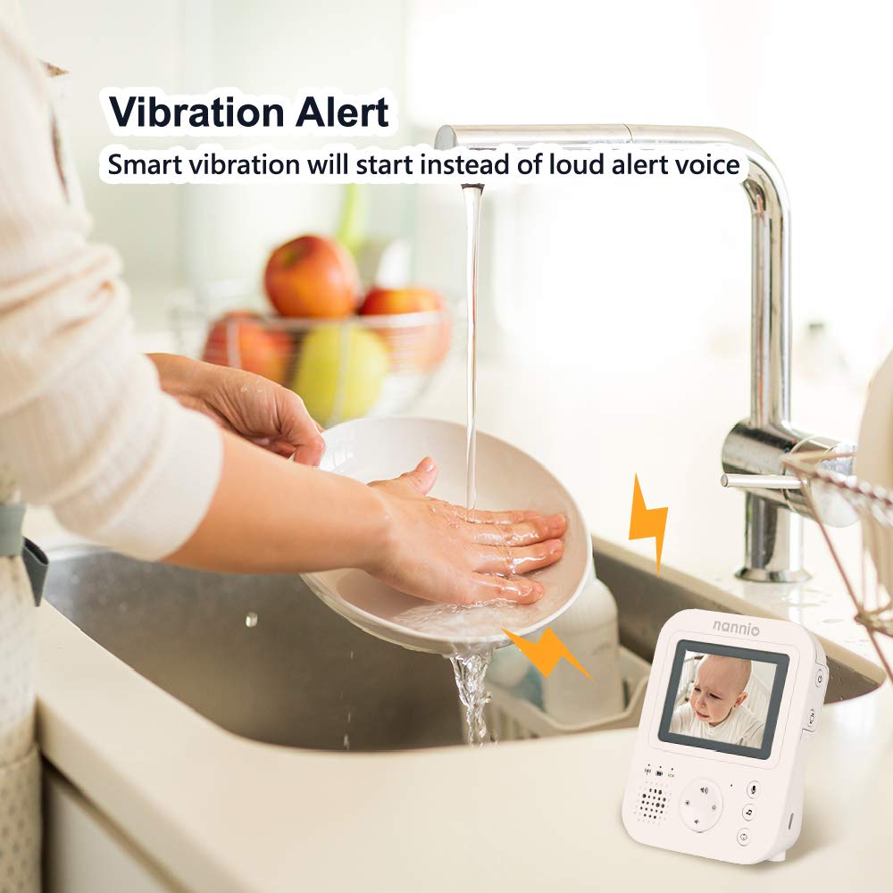 Video Baby Monitor with Camera and Audio, Two-Way Talk, Auto Night Vision, 5 Lullabies, 985ft Range, Pack of 2 V9714