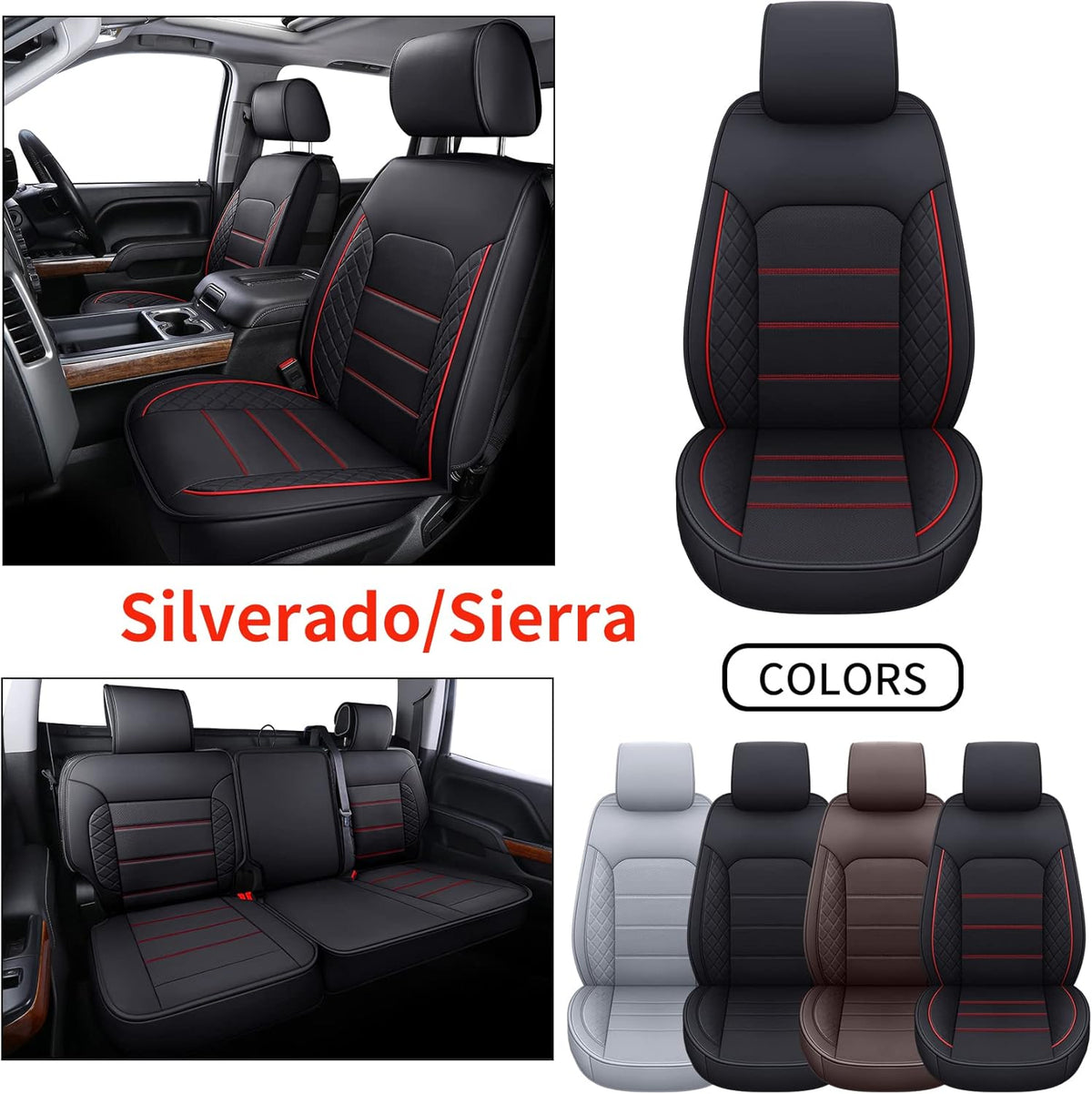 Black Faux Leather Seat Covers Full Set C9290