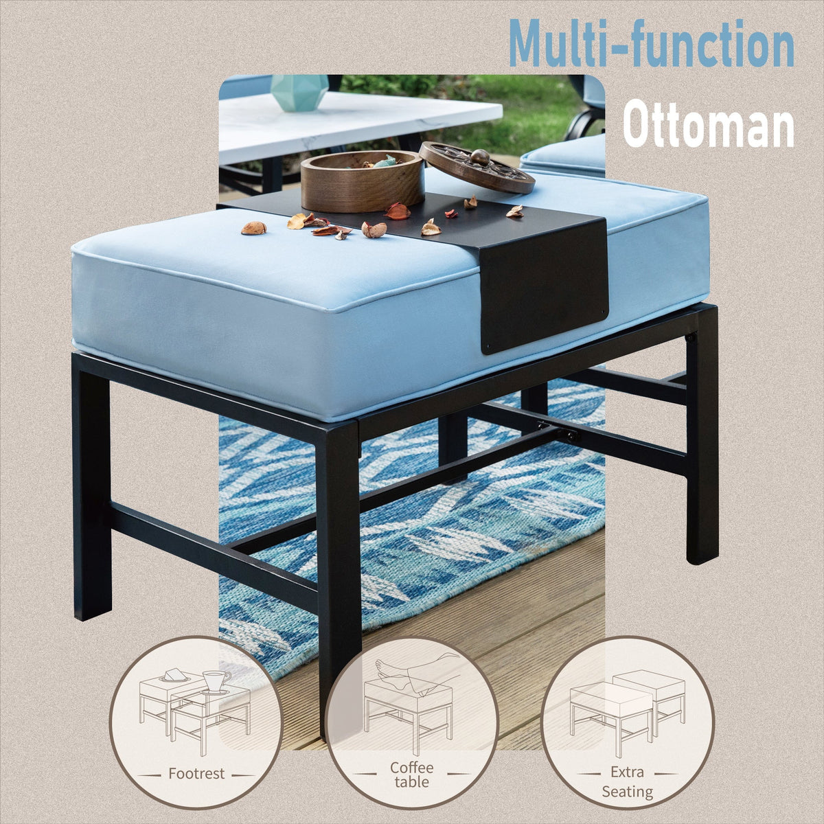 Blue Steel Sofa Outdoor Furniture Set U38960