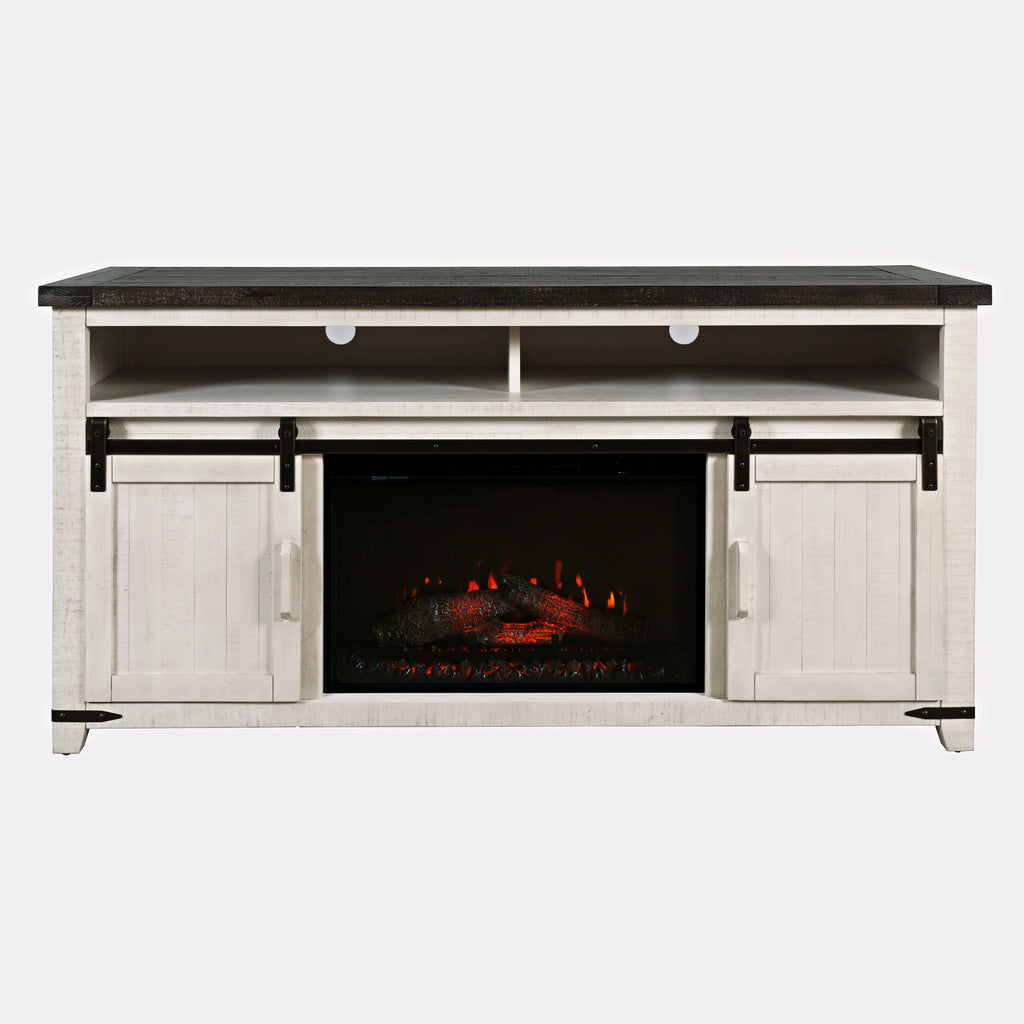 Solid Pine 64" TV Stand Console with Electric Fireplace L99174