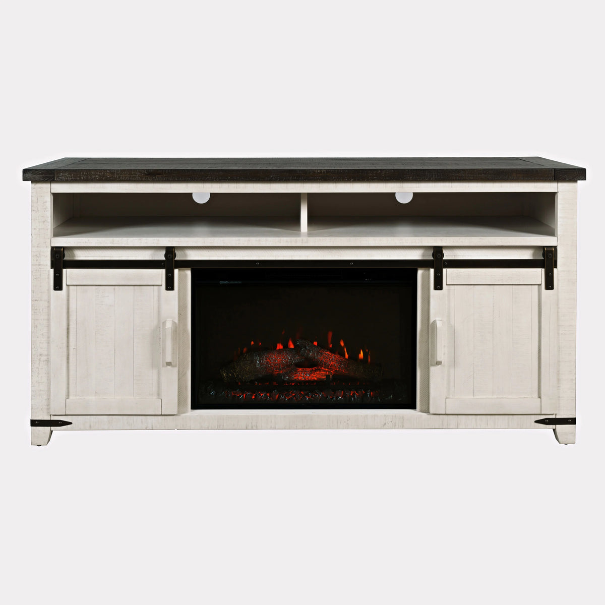 Solid Pine 64" TV Stand Console with Electric Fireplace L99174