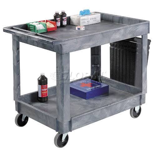 Plastic 2 Shelf Utility Cart with Rubber Casters P693445