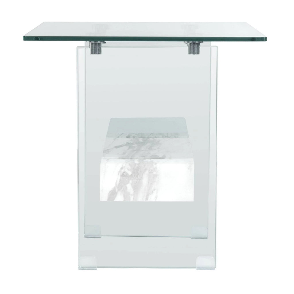 Glass/Faux White Marble Accent Table U70431