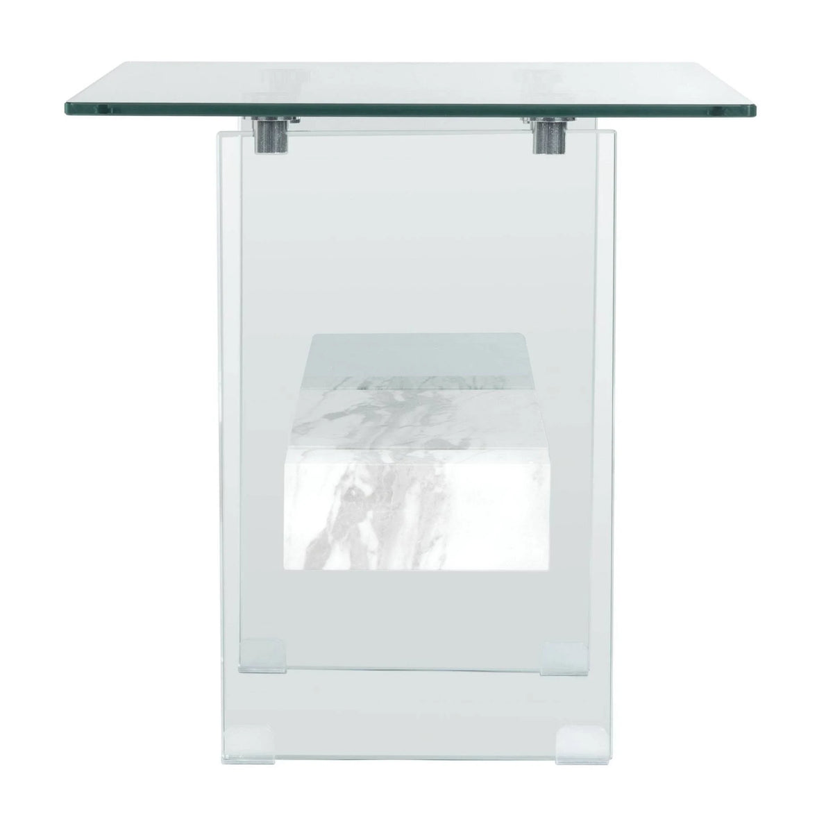 Glass/Faux White Marble Accent Table U70431