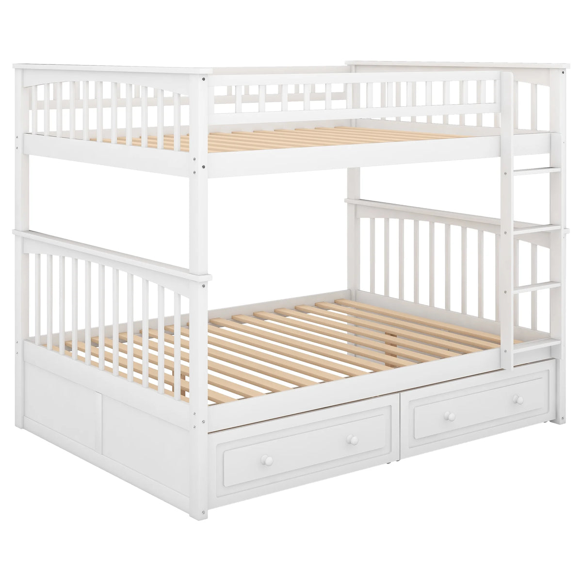 Pine Wood Full-Over-Full Bunk Bed with Storage Z7138