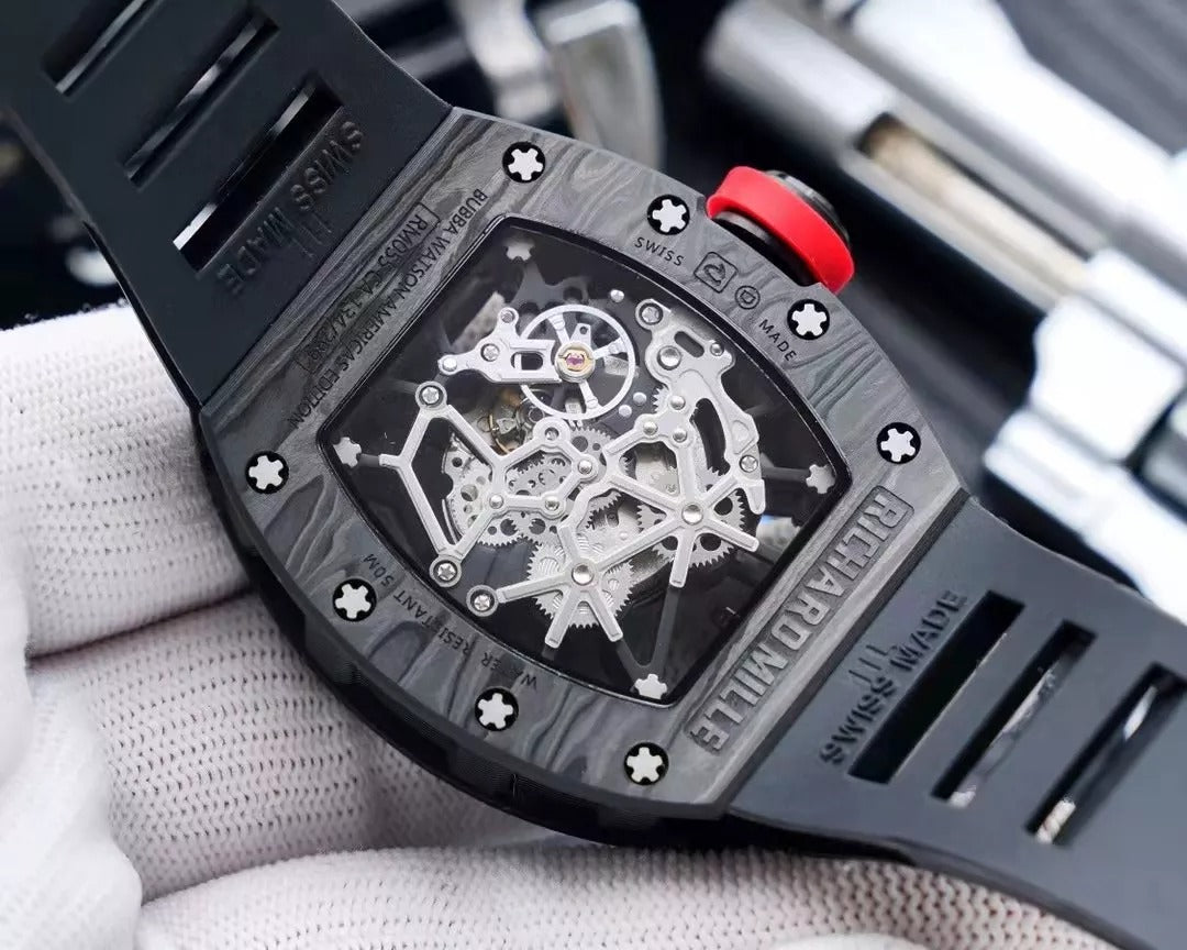 Blue Dial Black Bezel Black Rubber Strap Watch P517488