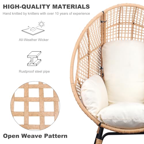 Oversized Wicker Egg Chair with Cushion 500lbs Capacity G134822