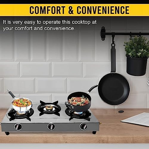 3 Burner Stainless Steel Propane Stove with Hose & Regulator U86873
