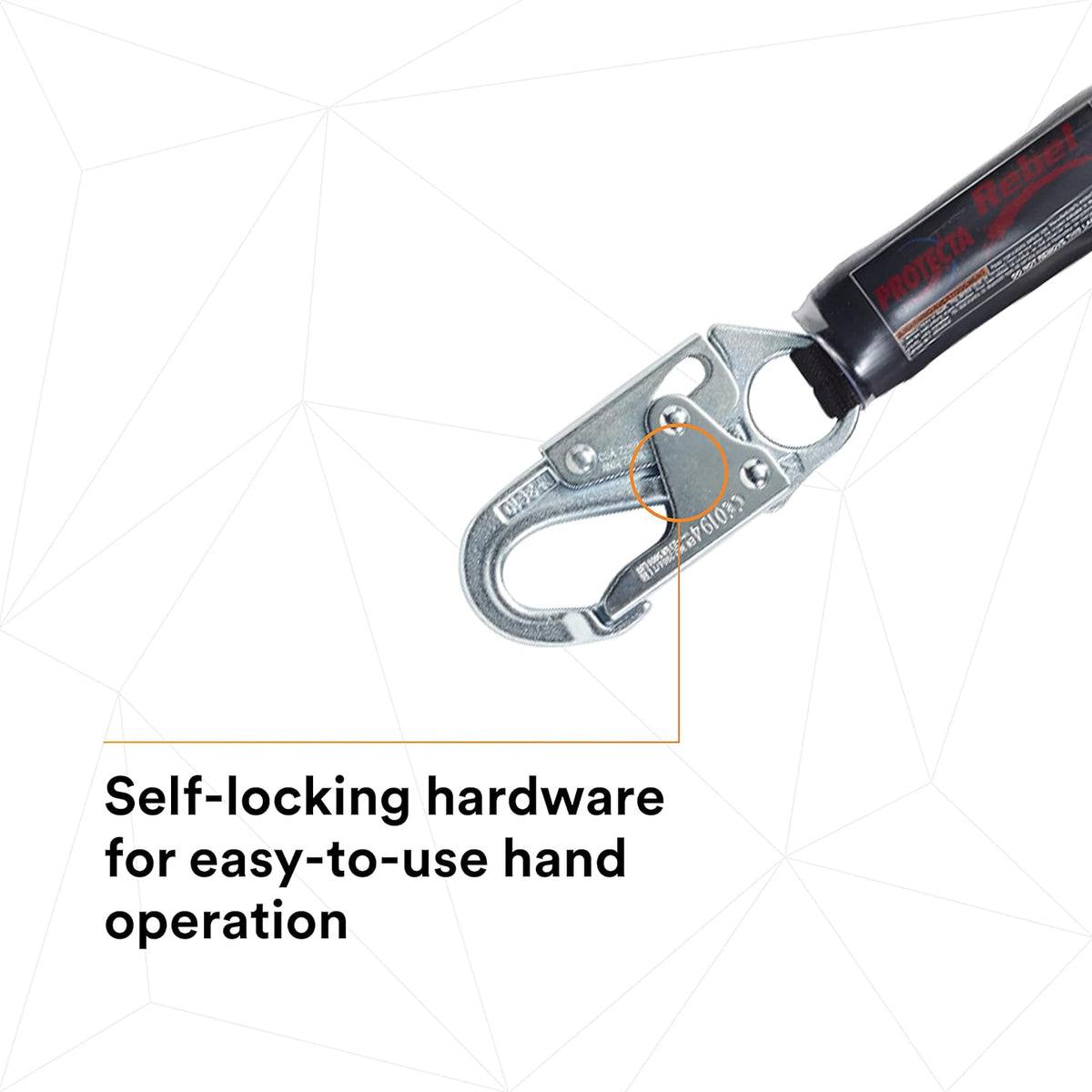 Self Retracting Lifeline Web, Steel Snap Hook and Carabiner, Black/Red J83045