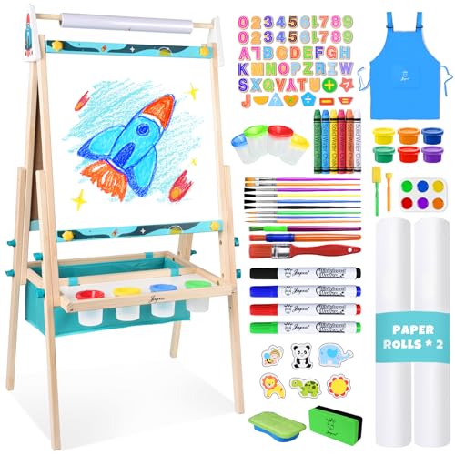 Adjustable Wooden Kids Art Easel with Whiteboard & Chalkboard V49711