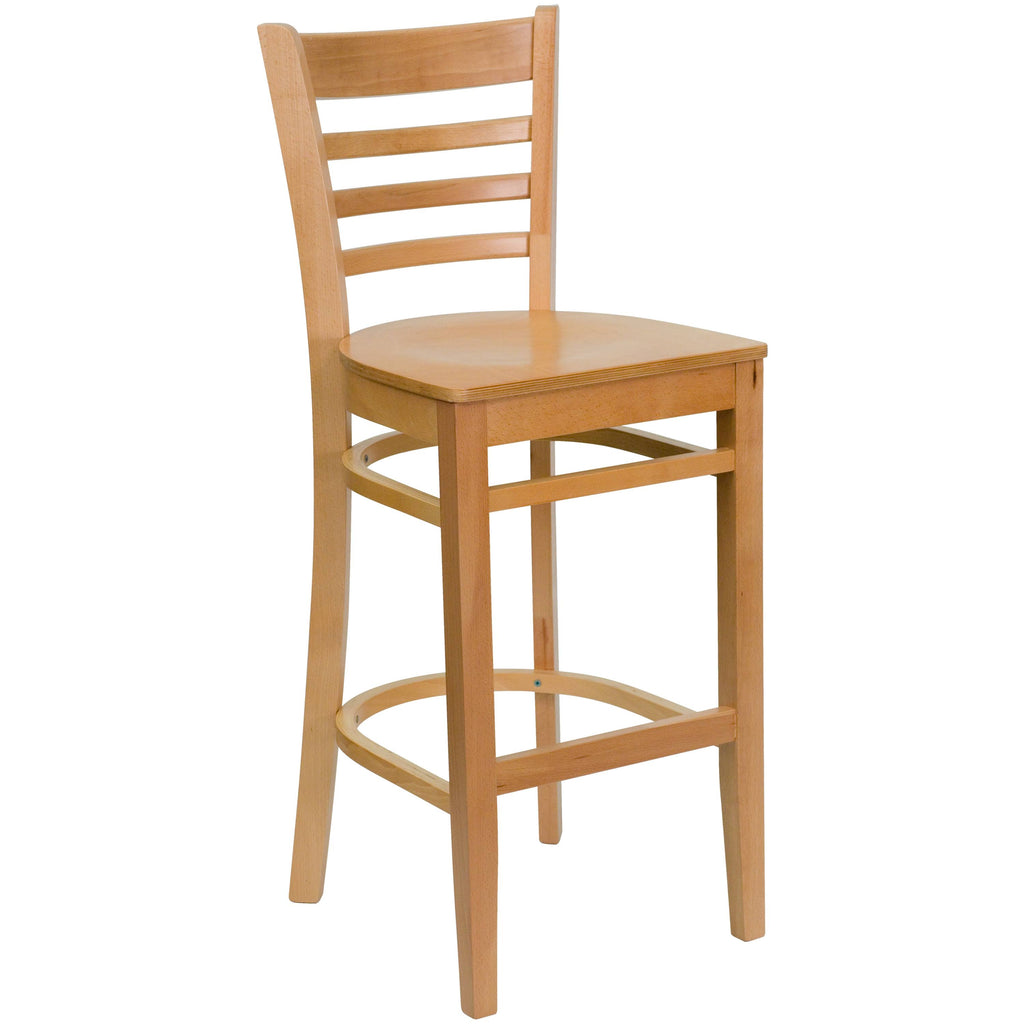 Walnut Wood Ladder Back Barstool E448737