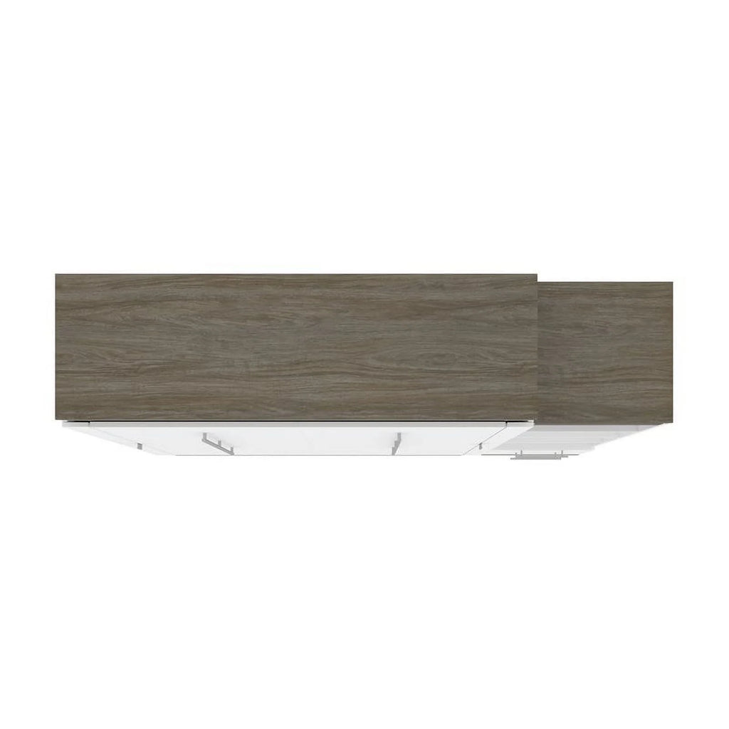 White Queen Murphy Bed and Shelving with Drawers R211