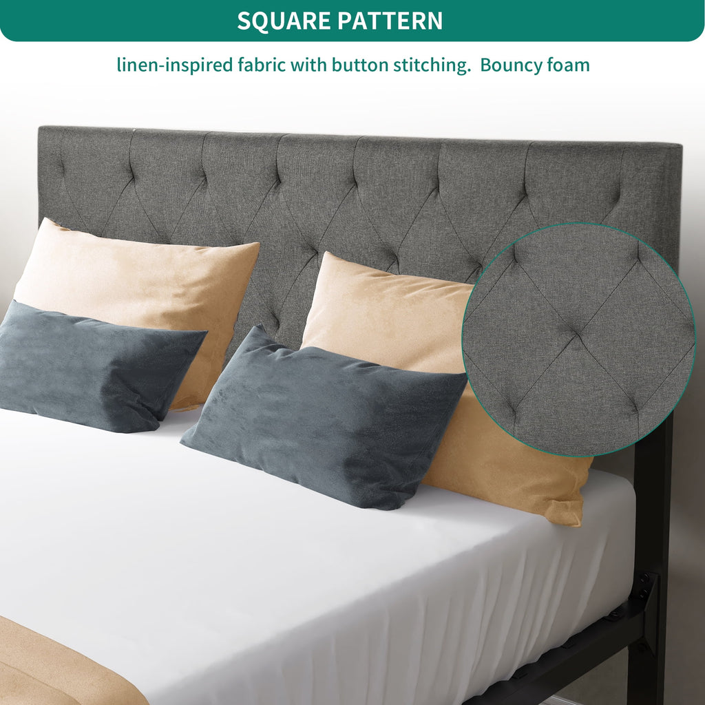 Full Size Upholstered Platform Bed with Adjustable Headboard D660308