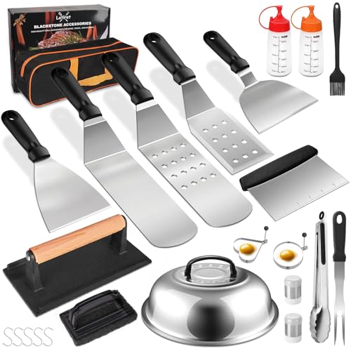 24Pcs Grilling Accessories Set with Scraper, Enlarged Spatulas, Basting Cover H246