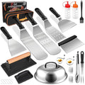 24Pcs Grilling Accessories Set with Scraper, Enlarged Spatulas, Basting Cover H246
