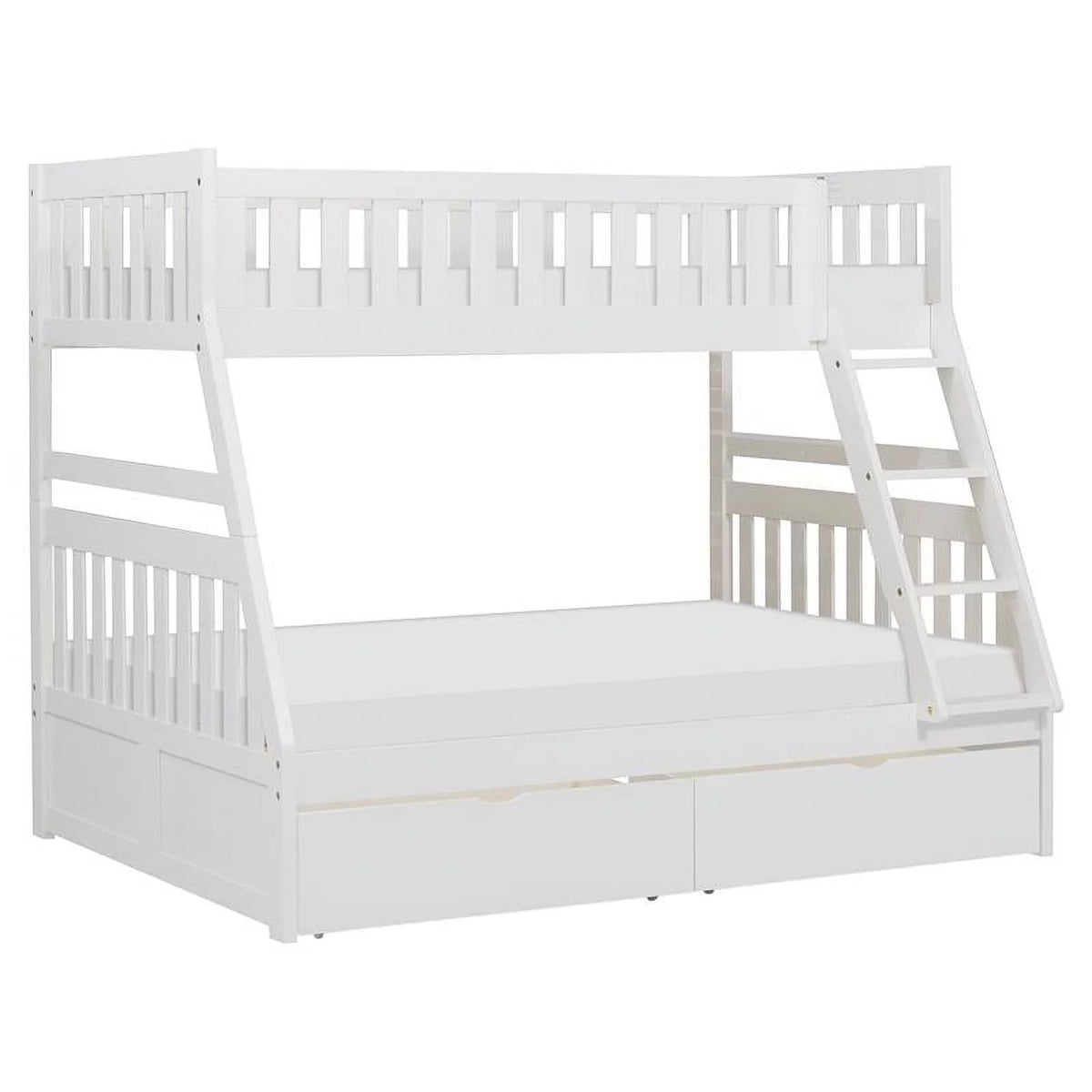 White Wood Twin over Full Bunk Bed B9469