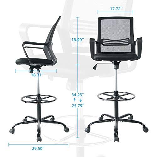 Adjustable Rolling Swivel Drafting Chair Stool with Foot Ring U817