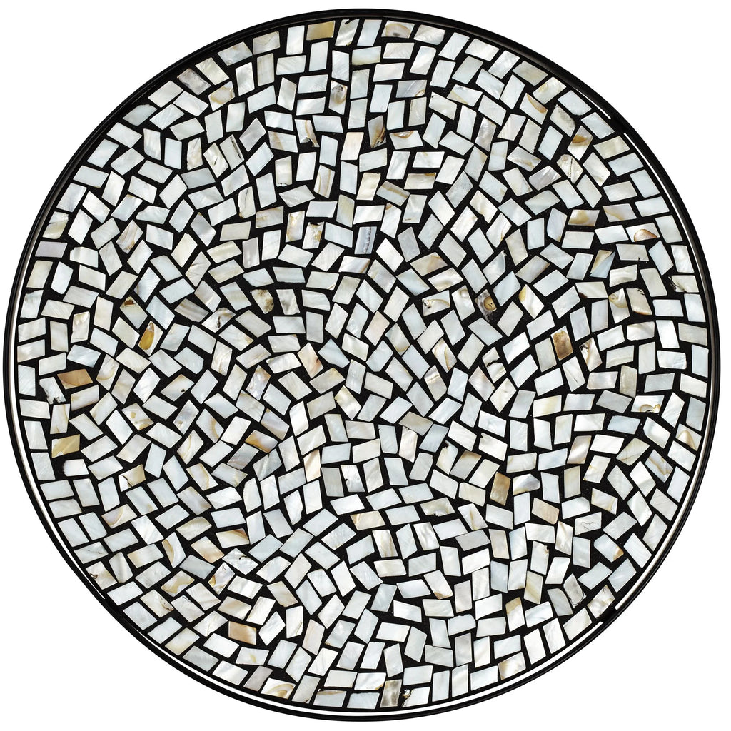 Black Round Outdoor Accent Side Table 14" Wide Mosaic Tabletop M276613