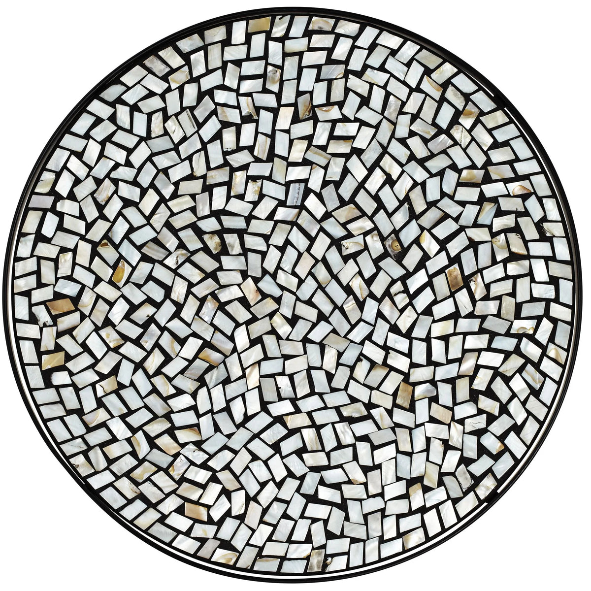 Black Round Outdoor Accent Side Table 14" Wide Mosaic Tabletop M276613