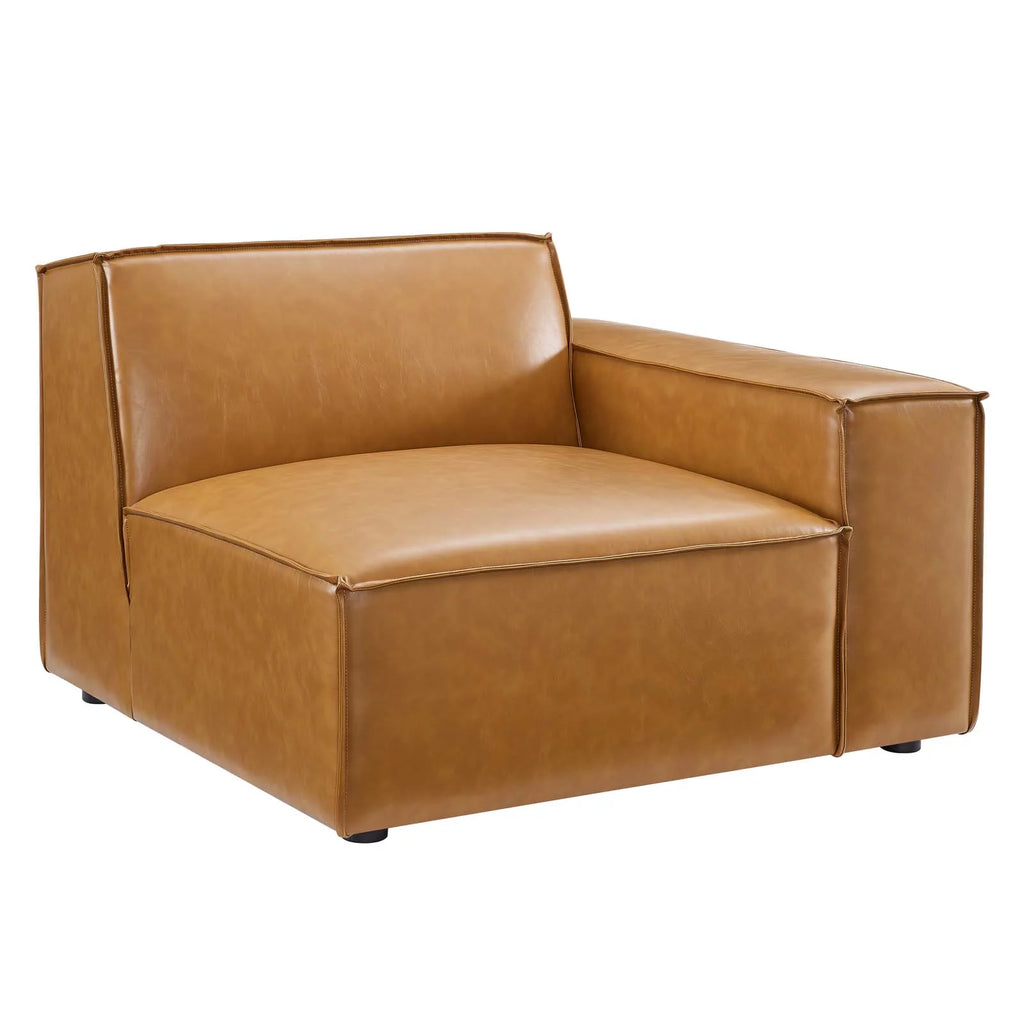 Tan 6-Piece Vegan Leather Sectional Sofa F16038