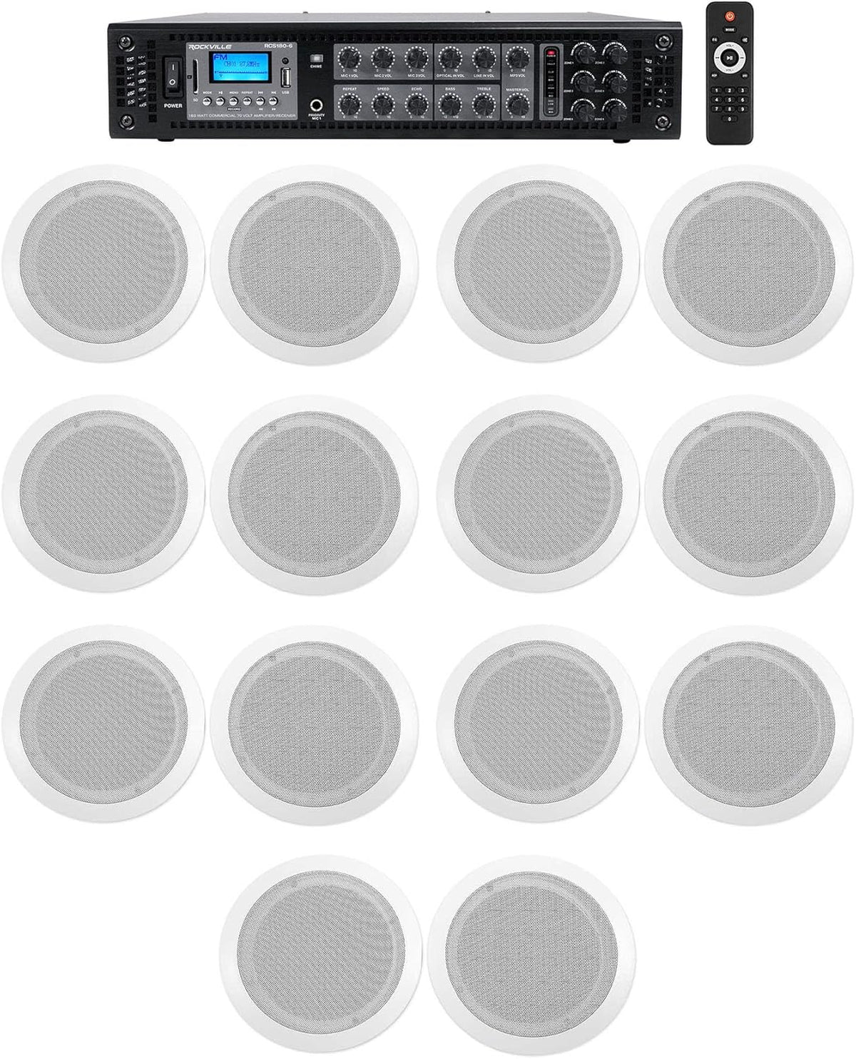 6 Zone Home Audio System with 14 Ceiling Speakers U1363