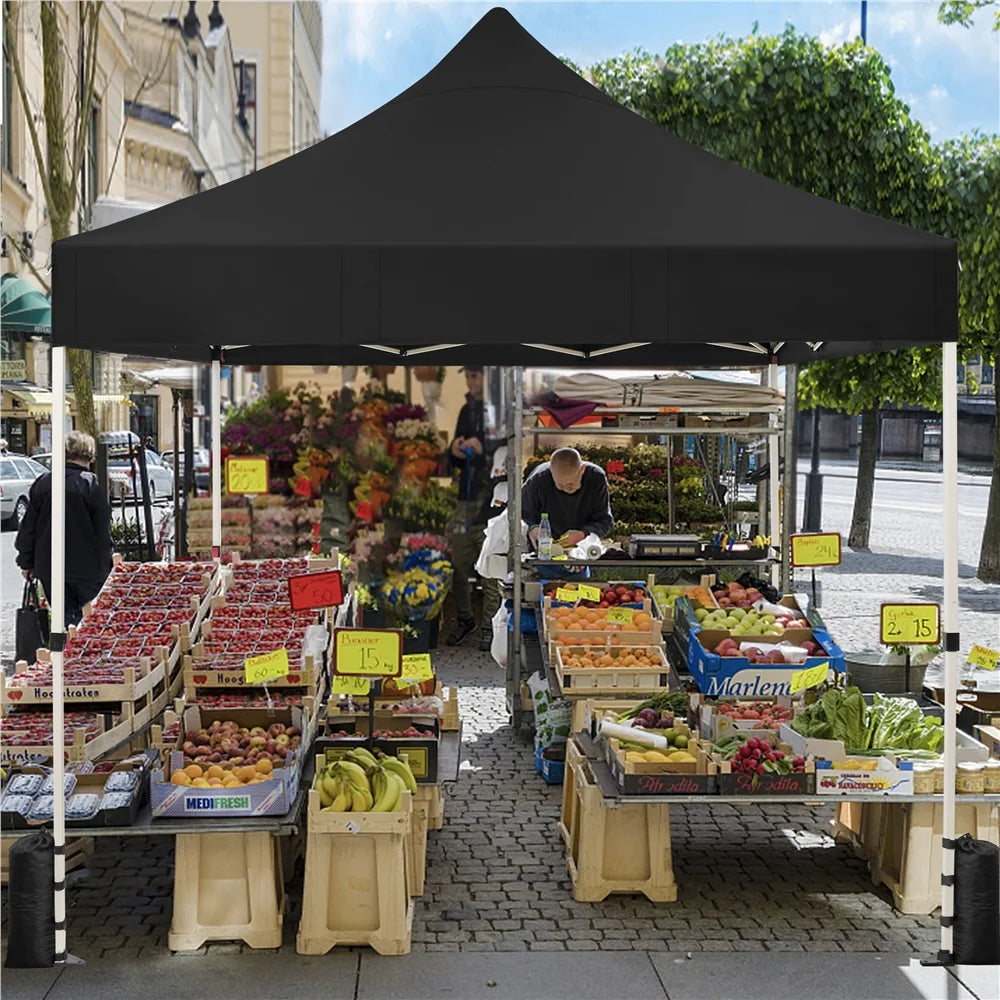 Black 10 FT Pop-up Canopy with Roller Bag and Sandbags N8107