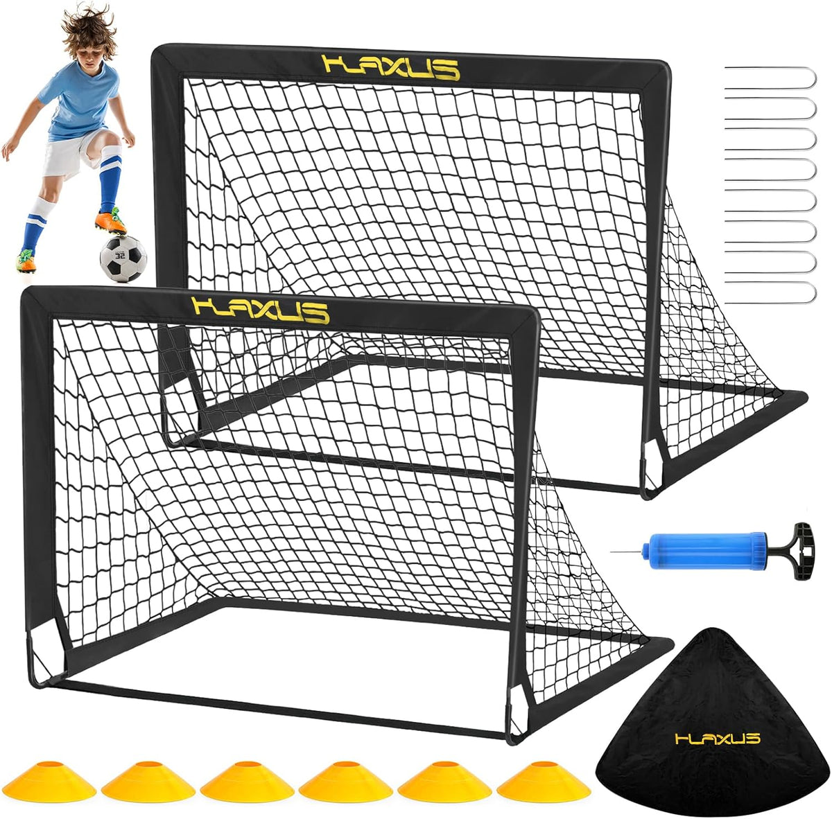 2 Set 4x3 ft Portable Pop Up Soccer Net with Soccer Ball I377