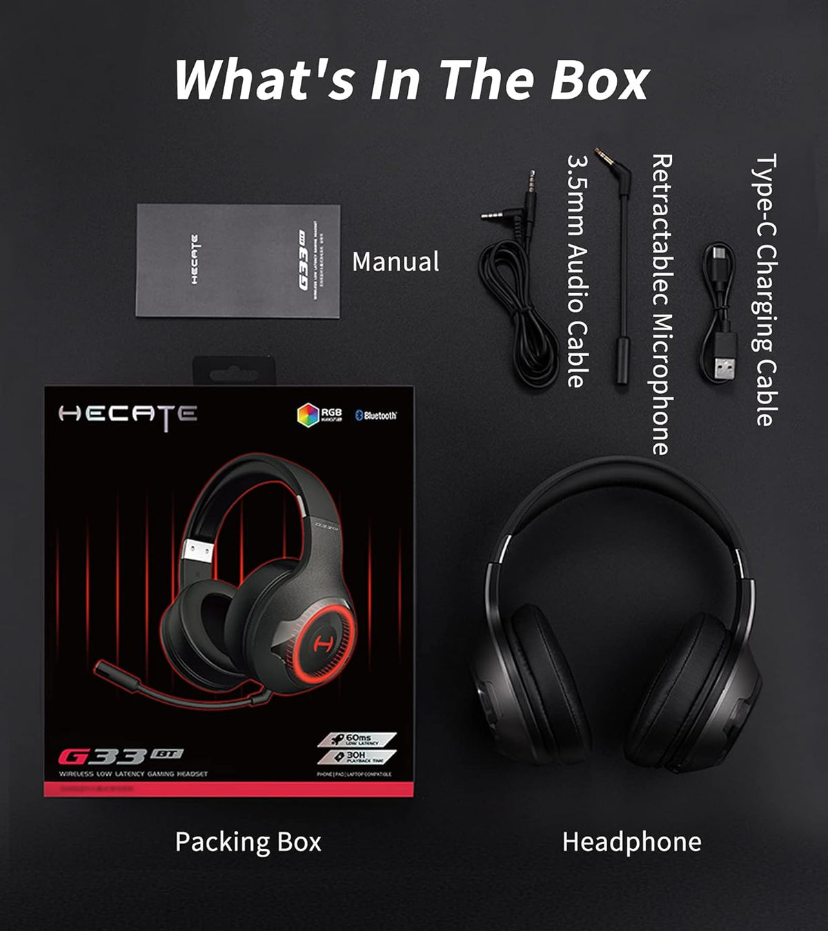 Bluetooth 5.0 Wireless Gaming Headset with Detachable Microphone M396