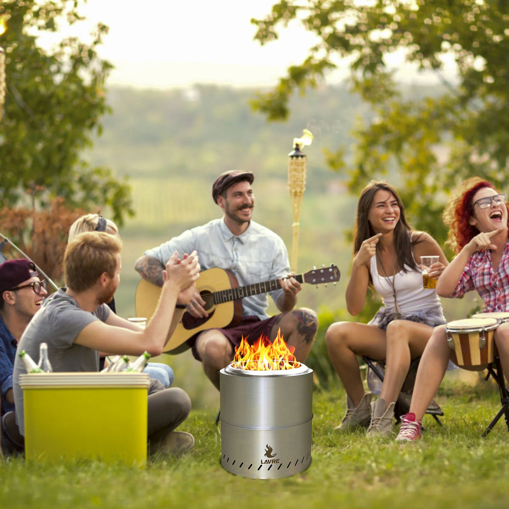 Stainless Steel Smokeless Wood Burning Fire Pit with Grill J5750