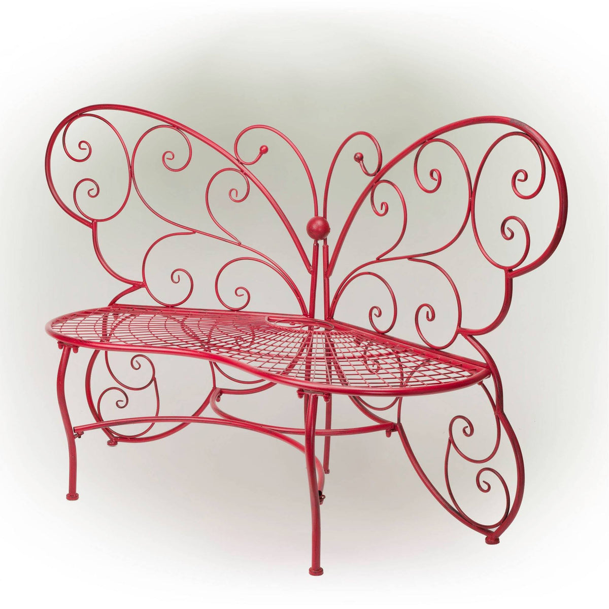 Red Butterfly Metal Bench X681