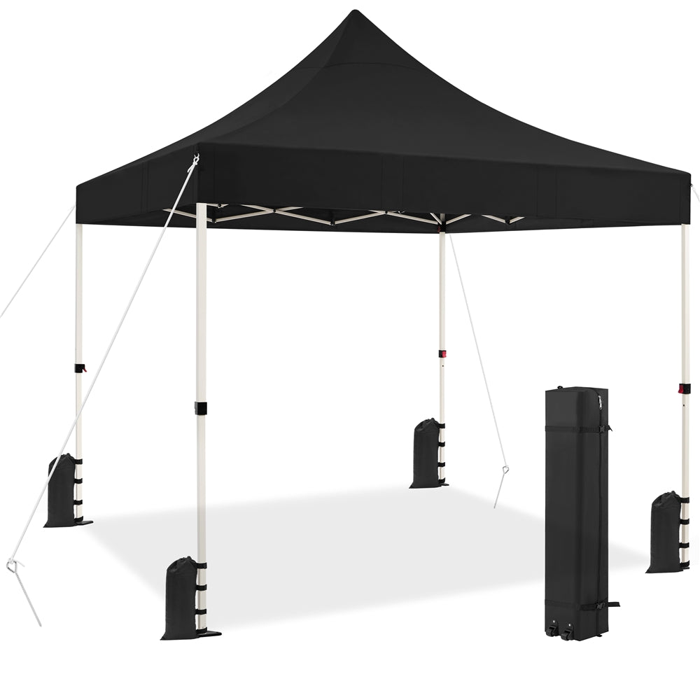 Black 10 FT Pop-up Canopy with Roller Bag and Sandbags N8107