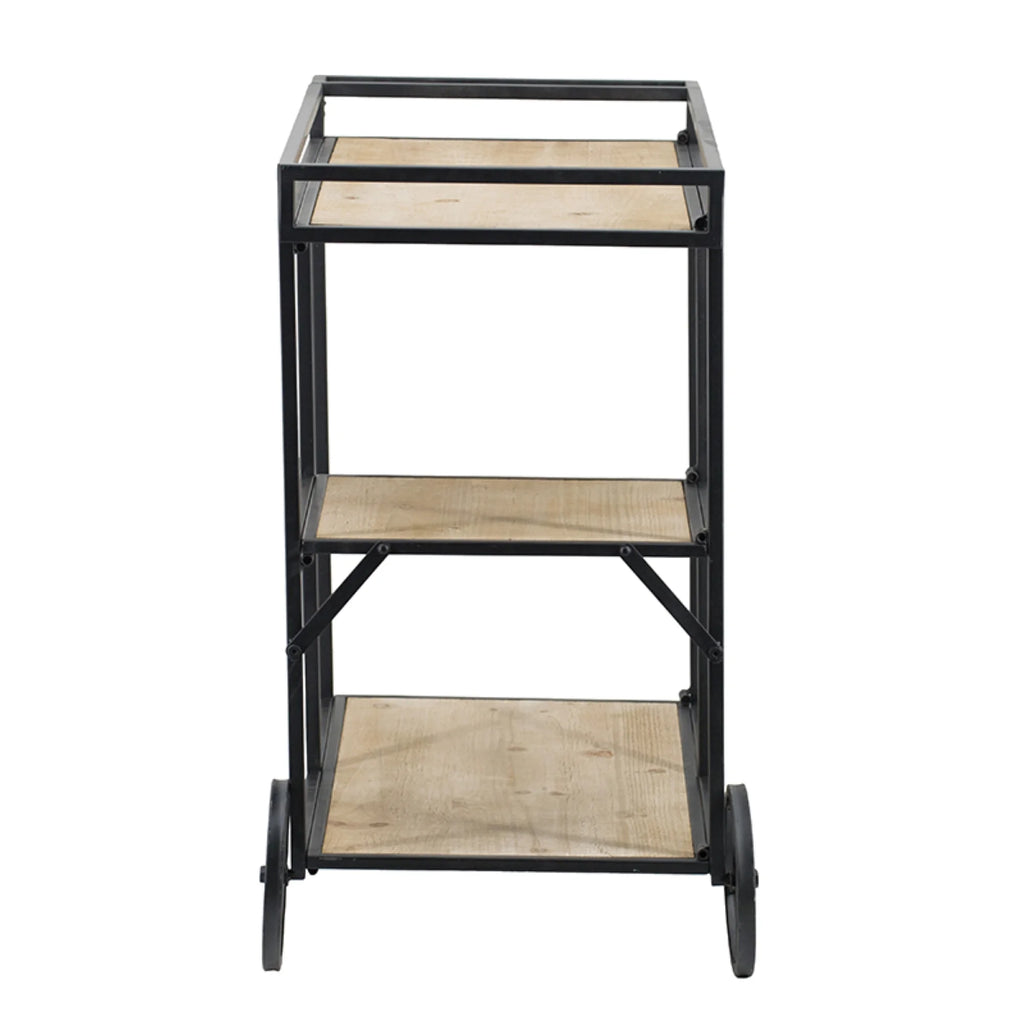 Natural Fir Wood Wall Shelf with Wheels X275