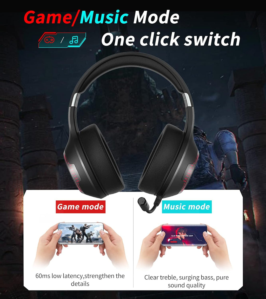 Bluetooth 5.0 Wireless Gaming Headset with Detachable Microphone M396