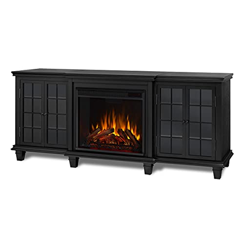 White 70" Electric Fireplace TV Stand with Adjustable Shelves D39253