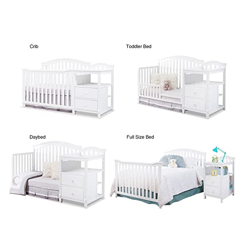 Gray Round Top 4-in-1 Convertible Wooden Crib Y333816