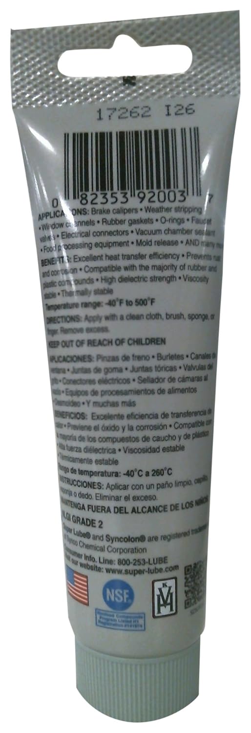 Translucent White Silicone Lubricating Grease with PTFE, 3 oz Tube E717