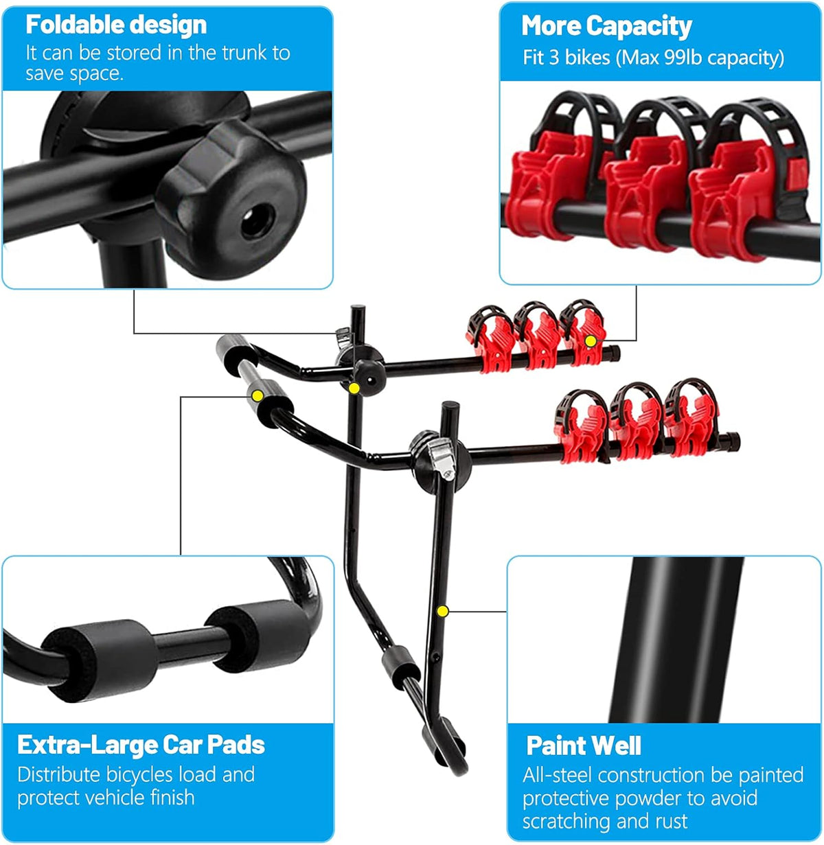 Trunk Mount 3-Bike Carrier Rack Pack of 2 L731