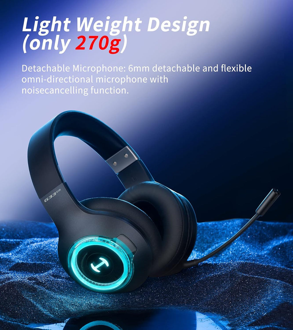 Bluetooth 5.0 Wireless Gaming Headset with Detachable Microphone M396