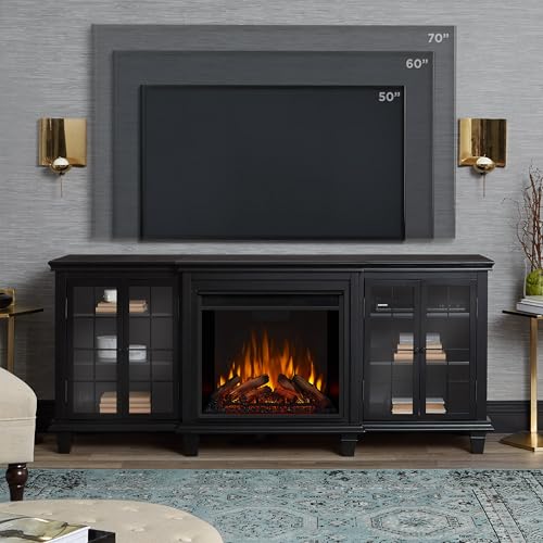 White 70" Electric Fireplace TV Stand with Adjustable Shelves D39253