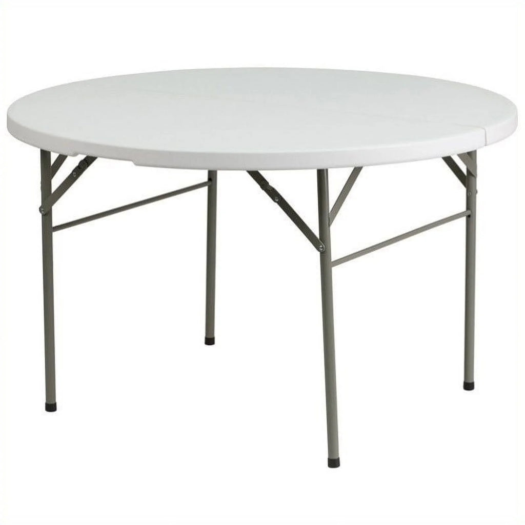 60.5" Round Granite Folding Table in White W476