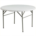 60.5" Round Granite Folding Table in White W476