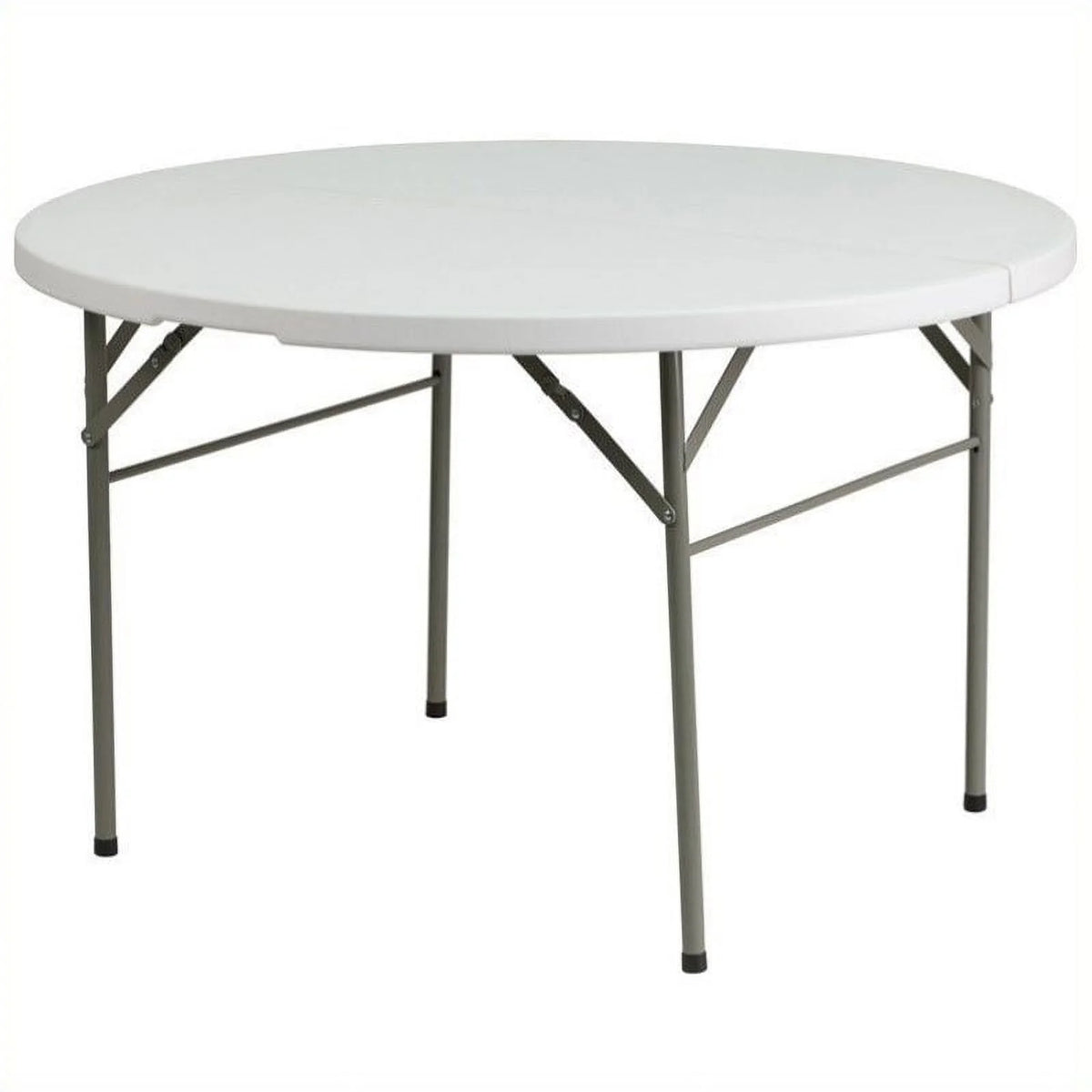 60.5" Round Granite Folding Table in White W476