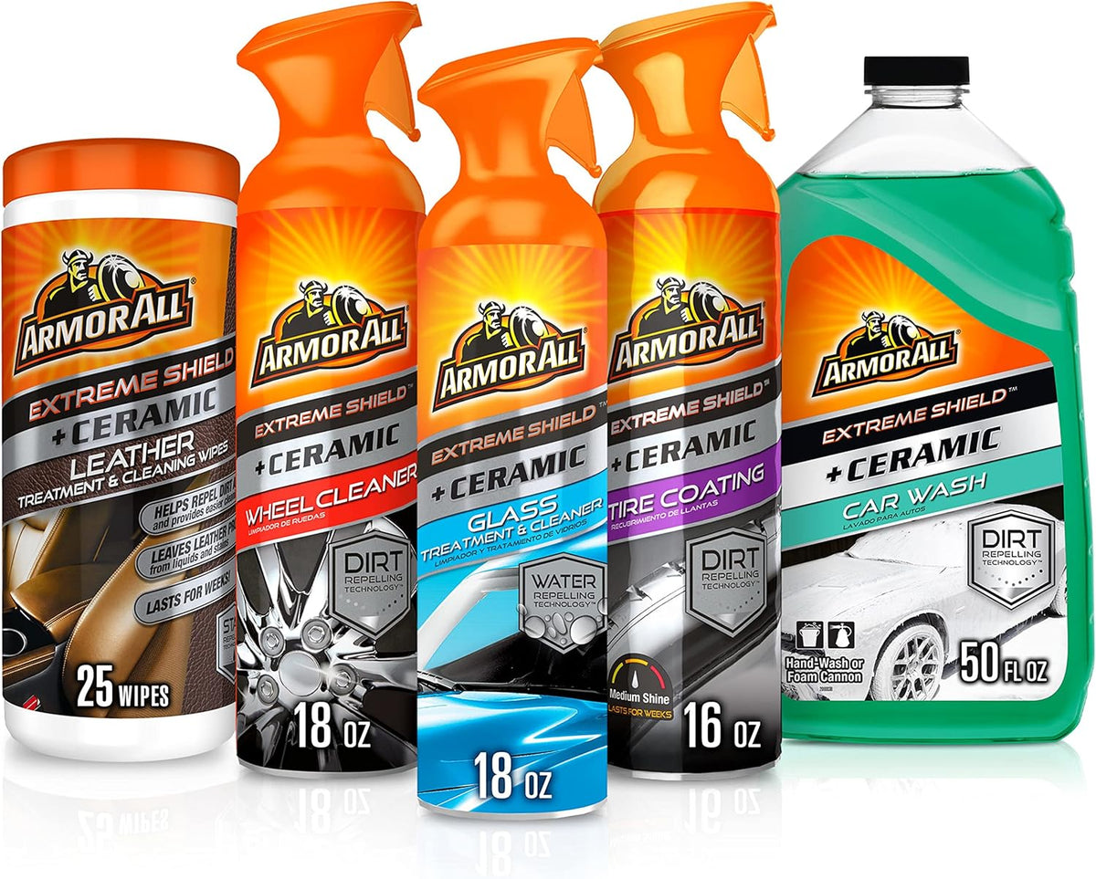 Car Care Kit, Car Wax & Wash Kit, Glass Cleaner, Car Air Freshener, Tire & Wheel Cleaner, 8 Pieces Pack of 2 V6033