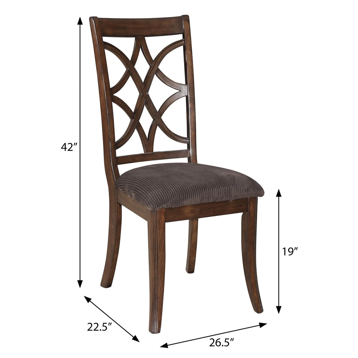 Brown and Dark Walnut Cross Back Side Chairs Set of 2 O51007
