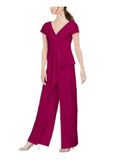 Pink Cap Sleeve V Neck Wide Leg Jumpsuit E22010