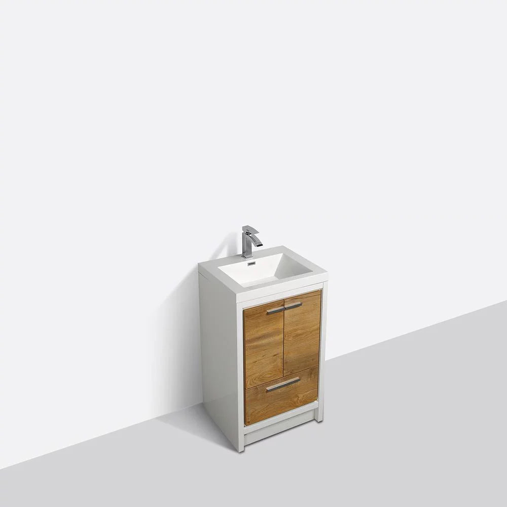 24 in. Natural Oak and White Bathroom Vanity with Acrylic Countertop G516