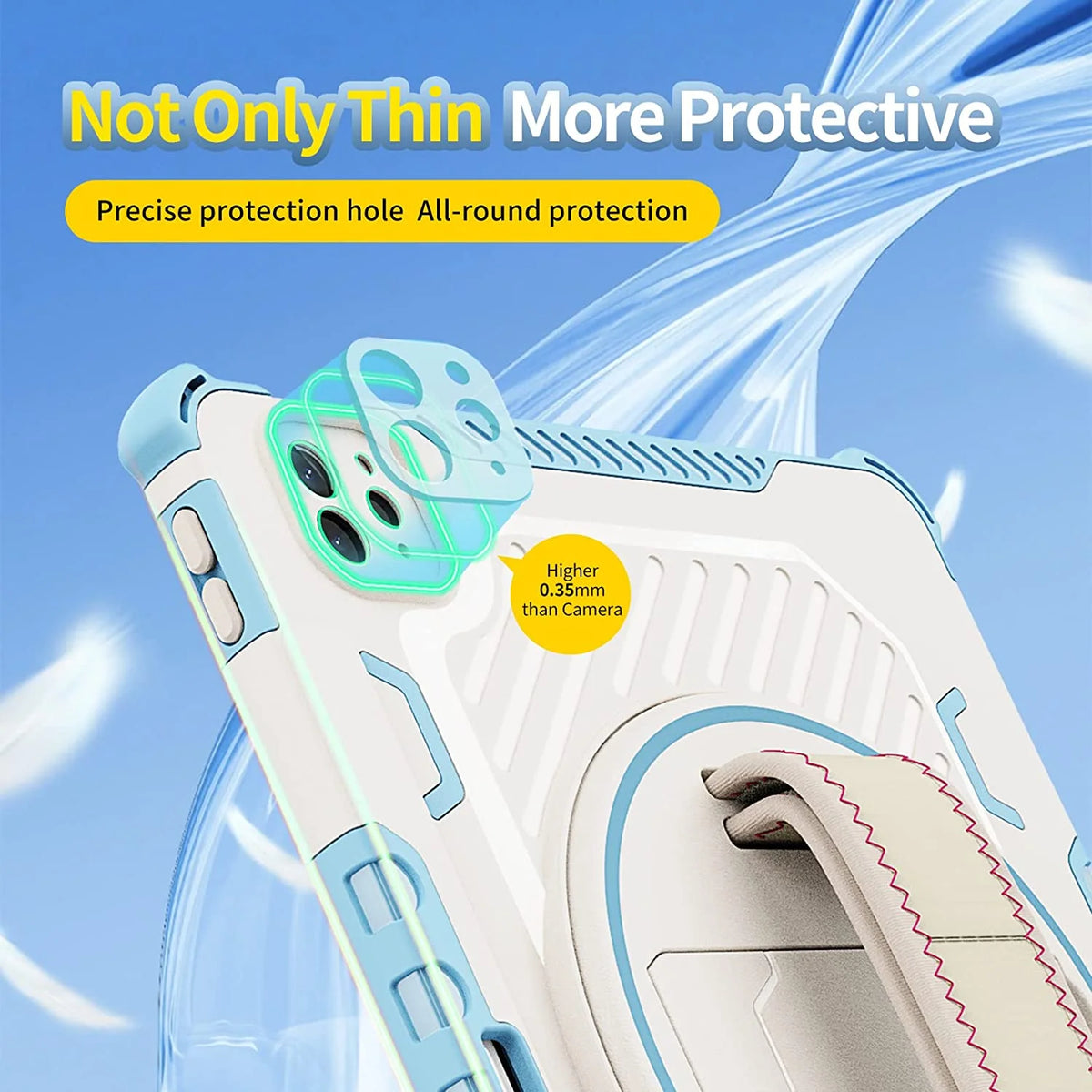 Heavy Duty Protective Case for iPad Air 10.9" and iPad Pro 11 inch with 360° Rotating Hand Strap & Stand J7927